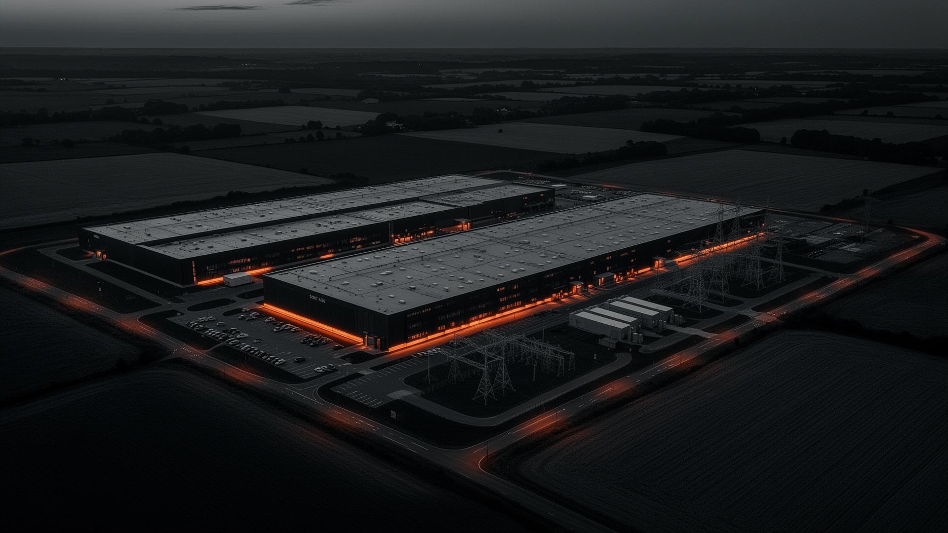 Hyperscale data center campus adjacent to substation